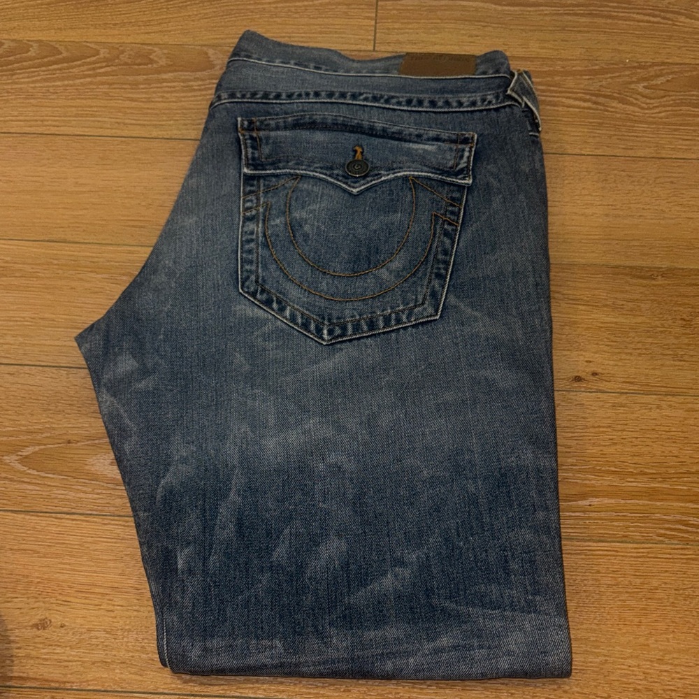 True Religion Men's Dark Blue Denim Jeans - Relaxed Straight Fit